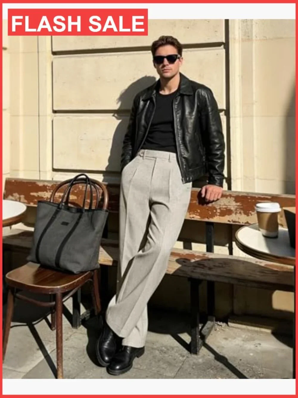 Men's Linen Wide Leg Trousers, Pleated Baggy Dress Pants